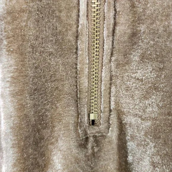 Anna Grace Hoodie Womens Small Gold Brown Retro Soft Velour 1/2 Zip Pullover - Picture 10 of 12